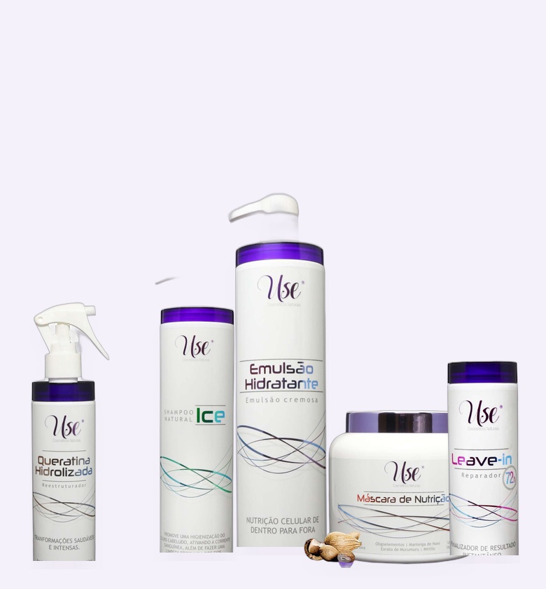 Linha completa Use Cosméticos Naturais — produtos profissionais para salão de beleza